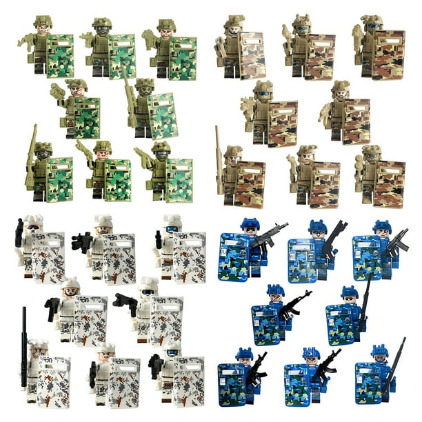 Stackodo 24 Piezas Figuras de Soldado Camuflaje Militar, Minifiguras de Juguete de Bloques de Construcción para Regalo de Cumpleaños para Niños