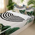 thumbnail image 3 of Erosebridal Tropical Leaf Zipper Queen Comforter Set with Fitted Sheet and 2 Pillowcases for Women Men, Mid Century Arch Stripes Zipper Bedding Set, Cream, Reversible, 4 Pieces, 3 of 7