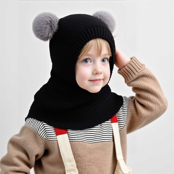 CaiYueKe Toddler Winter Hat Balaclava 2 in 1 Ski Mask Fleece Lined Beanie with Face Cover Ear Flaps Neck Warmer for Cold Weather Kids Snow Outdoor