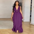 thumbnail image 3 of AURA Plus Size Off Shoulder Maxi Dress High Waist Cutout Sleeveless Summer Vacation Dress, 3 of 6
