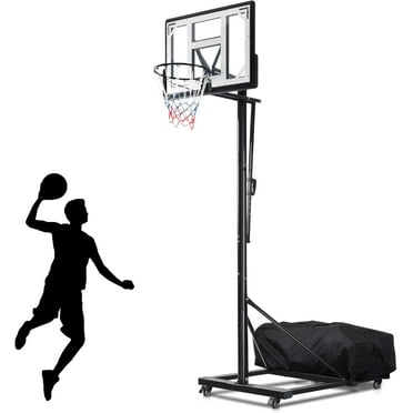 DWVO Basketball Hoop Outdoor 10 FT Adjustable, Portable Basketball Hoop & Goal with Iron Base, 4 Wheels for Movable, 4.5-10FT Easy Adjustable Height, 44in Shatterproof Backboard, 18in Rim