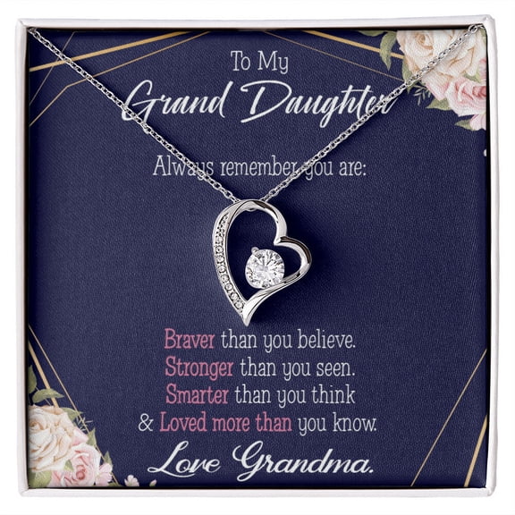 To My Granddaughter Always Remember Granddaughter From Grandma Forever Necklace w Message Card