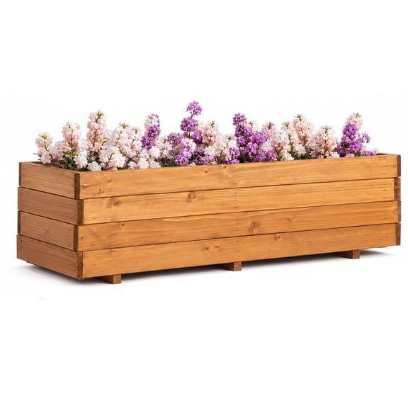 Sciengarden Wooden Planter Box 47.24" X 15.75" X 12.6“ Rectangular Fir Wood Raised Garden Beds For Vegetables, Herbs & Flowers