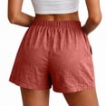 thumbnail image 7 of Resicozy Women Casual Linen Shorts Drawstring Comfy Elastic Waist Shorts Summer Pull On Short with Pockets Red M, 7 of 7