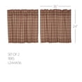 thumbnail image 2 of VHC Brands Crosswoods Plaid Cotton Primitive Kitchen Curtains Rod Pocket Hanging Loops 24x36 Tier Pair, Natural Tan, 2 of 4
