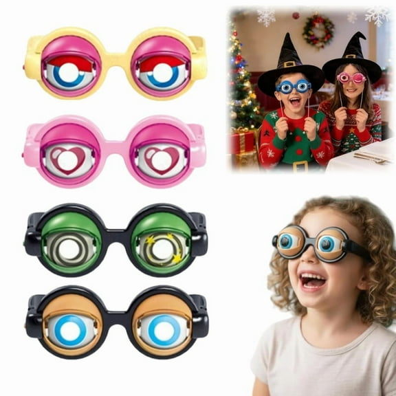 Winking Blinking Glasses, Kinetic Crazy Eyes Glasses Novelty Gag Googly for Party Jokes Prank Costume (4pcs)