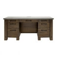 thumbnail image 3 of Rustic Home Office Desk Writing Table Wood Credenza Brown Concrete Top, 3 of 9