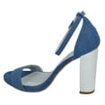 thumbnail image 3 of Delicious Women Thick Block Chunky High Heels Ankle Strap Open Peep Toe SHINY-S Blue Denim / Silver Heel 10, 3 of 3