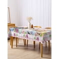 thumbnail image 3 of Happy Easter Rectangle Tablecloth, Cute Rabbits Daisy Flowers Leaves Eggs Pink Plaid Waterproof & StainResistant Tablecloth, Washable Oil-proof Table Cover for Dining/Party/Wedding/Buffet 54x108 In, 3 of 9
