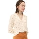 thumbnail image 2 of Camisa con Cuello en V y Solapa con Botones y Lunares en Forma de Corazón para Mujer Allegra K Beige XL, 2 of 6
