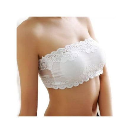 

Women Lace Bandeau Padded Bra Strapless Boob Tube Comfort Tops Bralette Bras