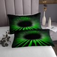 thumbnail image 3 of Erosebridal Geometric Black Light Coverlet Set King, Neon Green Stripe Bedding Set 3-Piece, 3 of 5
