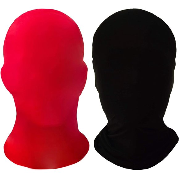 2 Pieces Full Face Mask, BW 2nd Skin Masks,Halloween Spandex Hood for Unisex Cloth