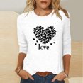 thumbnail image 4 of Valentines T-Shirts Womens 3/4 Sleeve Tops Crew Neck Heart Print Tees Holiday Casual Cute Plus Size Tshirts, 3XL White|Love, 4 of 5