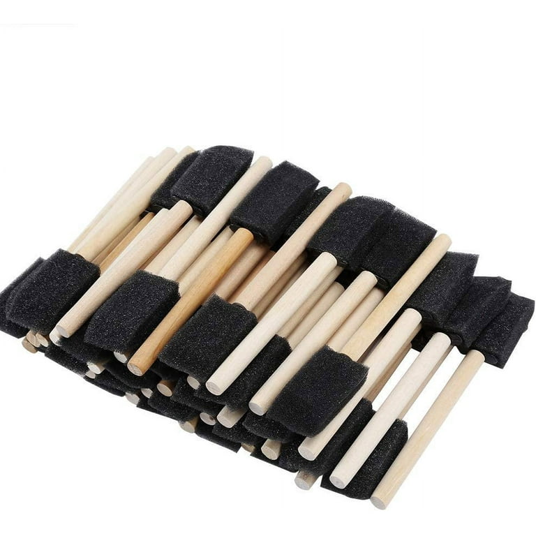 New-2 Inch Foam Sponge Wood Handle Paint Brush Set (value Pack Of 40) -  Lightweight, Durable And Great For Acrylics, Stains, V - Paint Brushes -  AliExpress