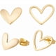 thumbnail image 1 of 20 piezas de 2 estilos de metal con forma de corazón y 20 tuercas de fricción para pendientes, chapados en oro real de 18 quilates, ahuecados, con cierre de aro., 1 of 5