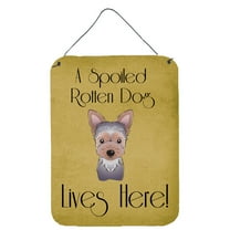 Caroline's Treasures BB1480DS1216 Yorkie Puppy Spoiled Dog Lives Here Wall or Door Hanging Prints, 12x16, multicolor