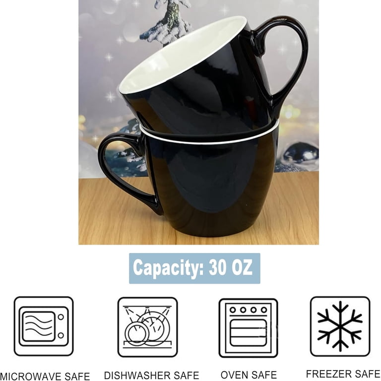 30 OZ Porcelain Coffee Mugs, Set of 2 Large Mugs for Soup, Cereal and Salad  (Purple)