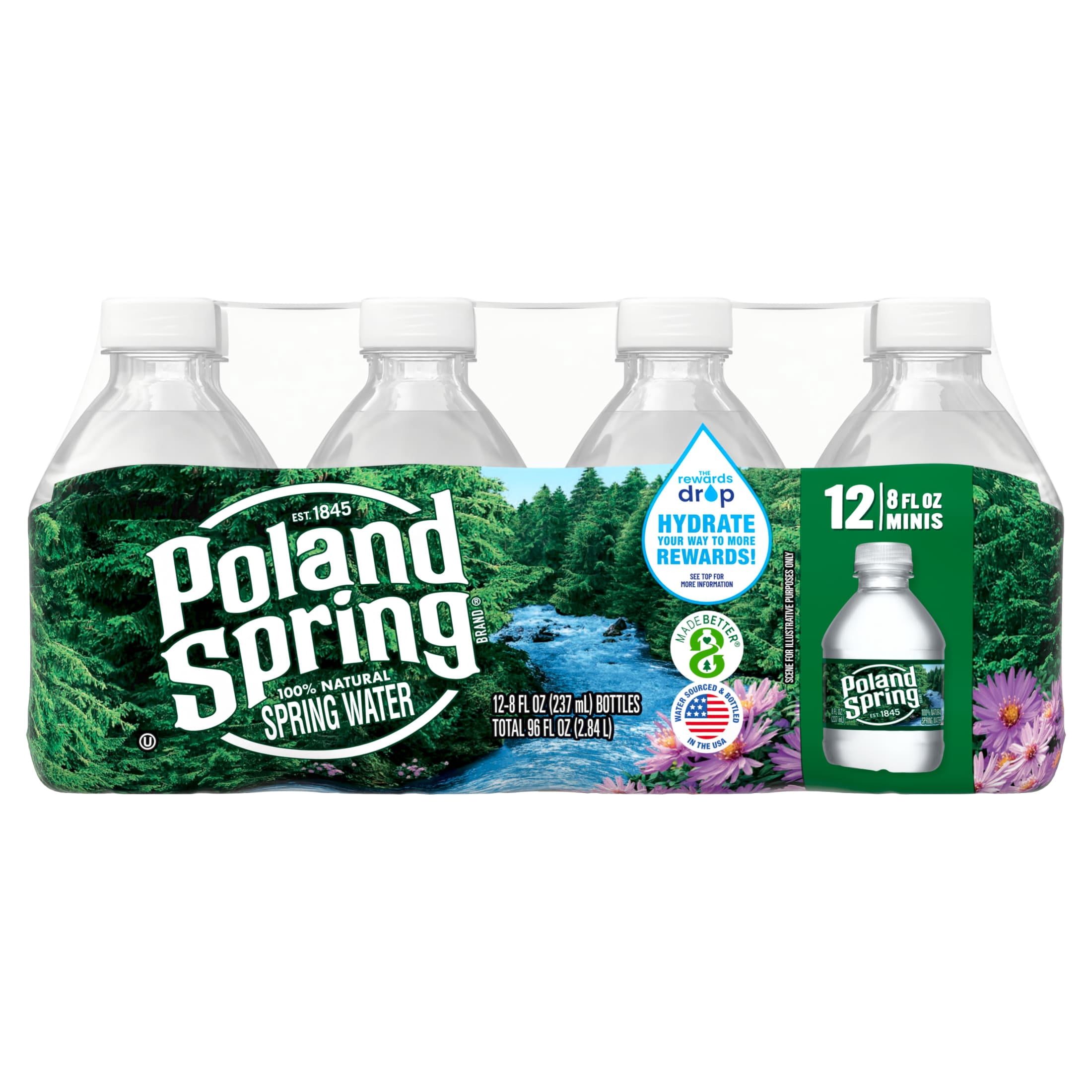 (2 pack) Poland Spring Maine Spring Water, 8 fl oz, 12-pack Plastic Bottles