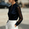 thumbnail image 6 of Satingcolo Women's Sheer Button Up Blouse Tops Dressy Business Casual Fall Mesh Long Sleeve Button Down Work Shirt Top, 6 of 6