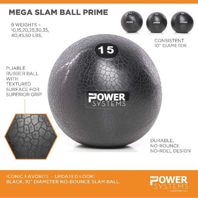 Power Systems MEGA Slam Ball Prime (10 lb), No-Bounce 10" Medicine Ball for Strength & Core Training
