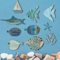 thumbnail image 4 of 10 piezas de decoración de pared de peces de madera, banco de peces, playa, lago, casa, baño, arte de pared, tema náutico costero, adorno colgante, 4 of 7