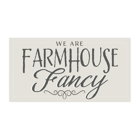 Farmhouse Fancy Soft Putty Slate Scroll 20 x 10 Wood Wall Sign Plaque