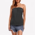 thumbnail image 2 of YAYUBA Women's Summer Tube Tops Casual Strapless Tops Loose Sleeveless Going Out Bandeau Tank Shirts, Grey, S, 2 of 5