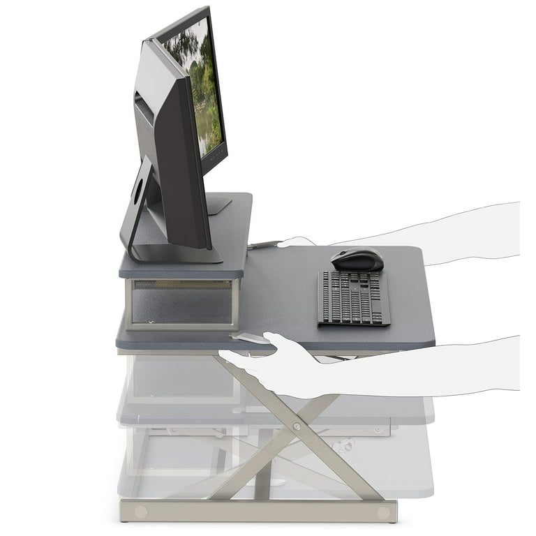 SHW 36 Inch Over Desk Height Adjustable Standing Desk With Monitor