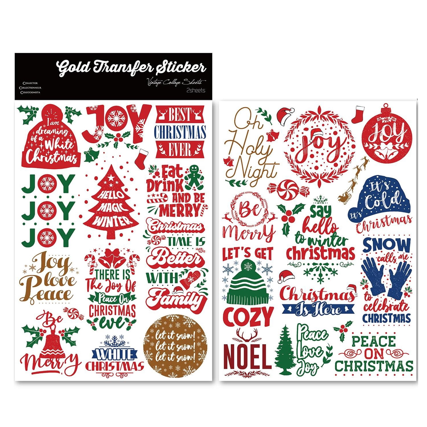 UV DTF Decal Cup Wrap Vintage Rub On Transfers Stickers for Crafts Holiday Theme Vibrant Crystal Glossy Surface Decals DIY Use for Glass Wood Rocks