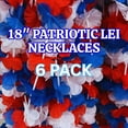 thumbnail image 2 of Patriotic Leis 6Pk, Red White Blue Flower Necklaces for 4th of July Parade Party Photo Props Garland, 2 of 7