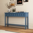 thumbnail image 2 of 60-Inch Rustic Entryway Console Table, Long Sofa Table with 2 Small Drawers and 2 Larger Drawers, Bottom Shelf for Storage (Antique Navy), 2 of 9