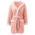 thumbnail image 4 of AOOCHASLIY Bath Robes for Women Clothes Winter Hooded Plush Robes Ladies Lengthened Plush Shawl Bathrobe Long Sleeve Robe Coat Robes, 4 of 5