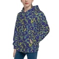 thumbnail image 2 of Pofeuu Uncaria Flower Print Teenage Zipper Hoodie Sweatshirts Hooded Casual Jackets With Pocket For Boys Girls-Small, 2 of 6