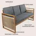 thumbnail image 4 of Gable 3-Seat Mid-Century Modern Roped Acacia Wood Outdoor Sofa with Cushions, Gray/Teak Brown, 4 of 9