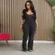 thumbnail image 4 of Mono de una pieza con flecos laterales y borlas de Antumn para mujer, ropa con escote en V, manga corta, pantalones ajustados acampanados, monos y mamelucos, 4 of 4