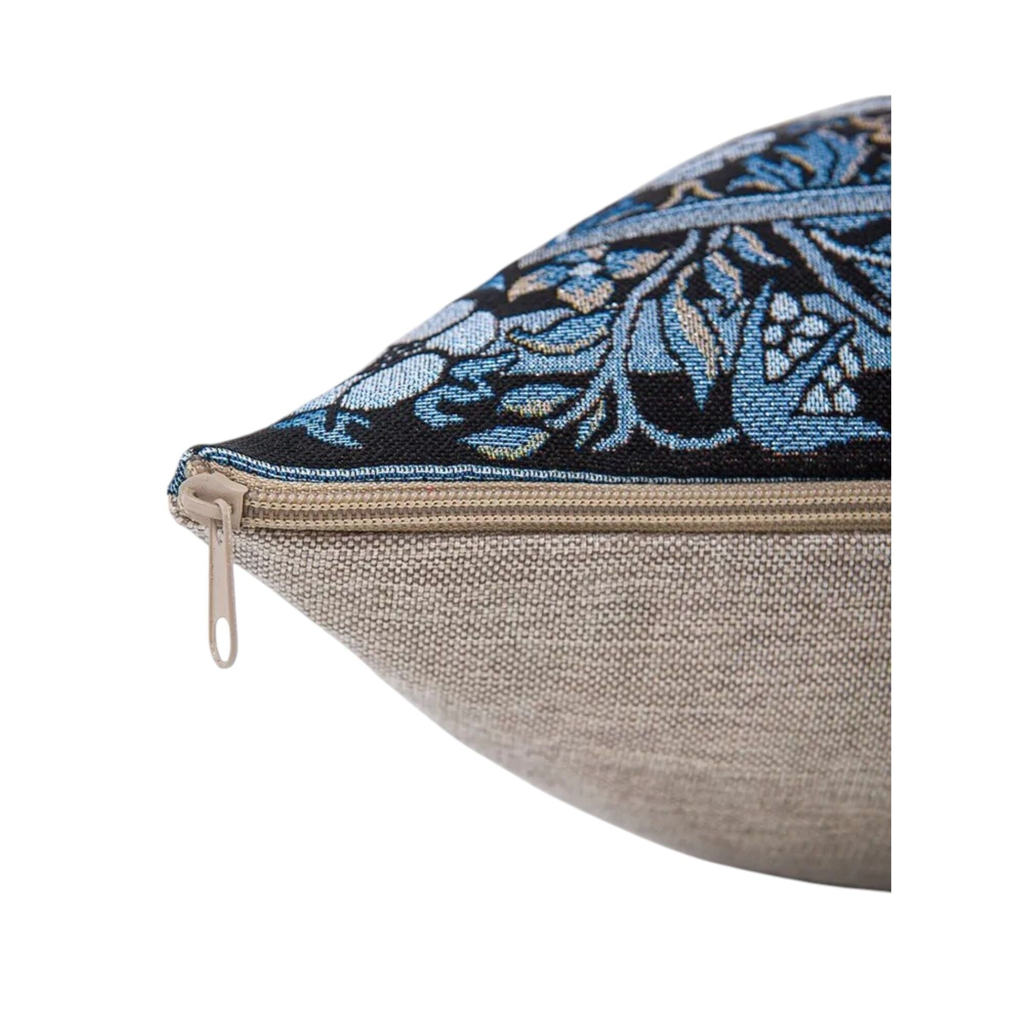 Stp Goods William Morris Blue Birds Throw Pillow with Insert 18x18” (45x45 cm) Square Tapestry Pillow Sofa Cushion Decorative Couch Cushion for Sofa Living Room Bedroom, Blue Black