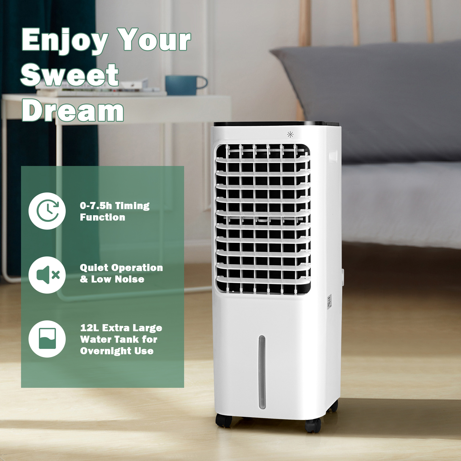 Giantex 4-in-1 Portable Evaporative Air Cooler 12L Water Tank 4 Ice Boxes