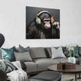 thumbnail image 2 of Nawypu Modern Pop Art Decor - Framed - Thinking Monkey With Headphones Canvas Print Home Decor Wall Art, Gallery Wrap Inner Frame, 16x16in, 2 of 4