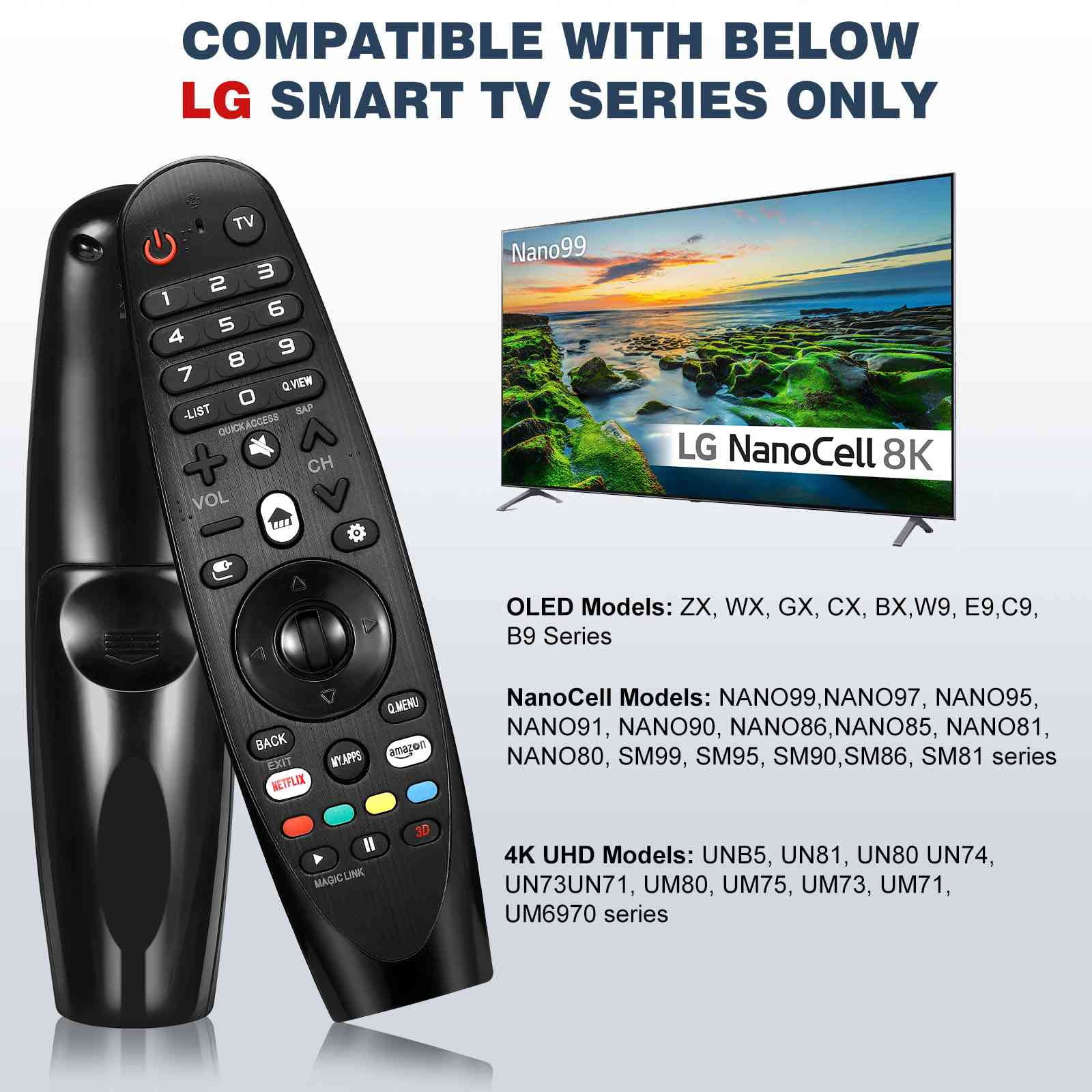 Mando a distancia reemplazado compatible con LG TV 49NANO85UNA OLED55BXPUA  65NANO85UNA 75NANO85UNA 49NANO86UNA 55NANO86UNA