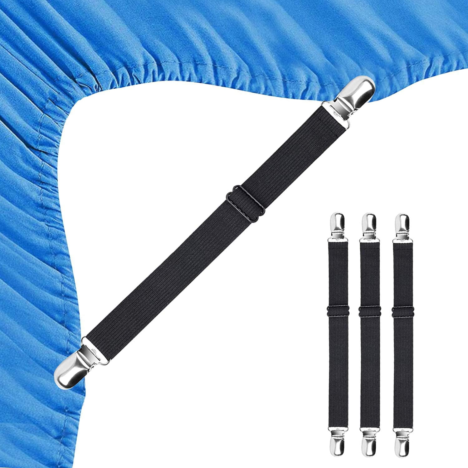 Bed Sheet Holder Grippers Straps Suspenders Elastic Fasteners 4Pcs - 7.5 x  1(L*W) - Bed Bath & Beyond - 28817951