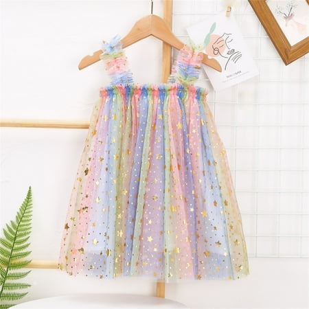 

Huilaibazo Girls Slip Dress Toddler Baby Kids Girls Rainbow Tie Dyed Summer Sleeveless Beach Tutu Dress Casual Layered Tulle Dresses Princess Birthday Party Beach Dresses 1-6Y