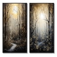 thumbnail image 2 of Designart "Forest Tree Monochrome Moonlit Forms II" Art Mural Encadré Monochrome Ensemble de 2 - Toile Encadrée Florale Dorée pour Décoration de Salon, 2 of 6
