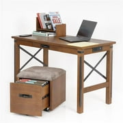 30 x 47.5 x 23.5 in. OS Home & Office Furniture Industrial Collection Combination of 24 by 48 Desk with USB Ports & Roll About File Cabinet with Cushioned Seat