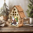 thumbnail image 4 of Ganfancp Navidad Luminosa Cabina Ventana Pantalla Árbol de Navidad Puerta Decoración de Madera Ofertas Del Día 1X Cabina Iluminada de Navidad de Dos Pisos, 4 of 5