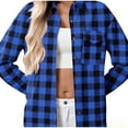 thumbnail image 7 of purcolt Womens Flannel Plaid Shirts Casual Long Sleeve Collared Tops Button Down Blouses Business Work Shirts with Pockets, 7 of 7