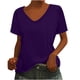 thumbnail image 3 of Blusas para mujer,Blusa tipo túnica de manga corta con cuello en V para mujer, corte holgado, mezcla de poliéster y elastano, ropa informal, sopatenor, 3 of 9