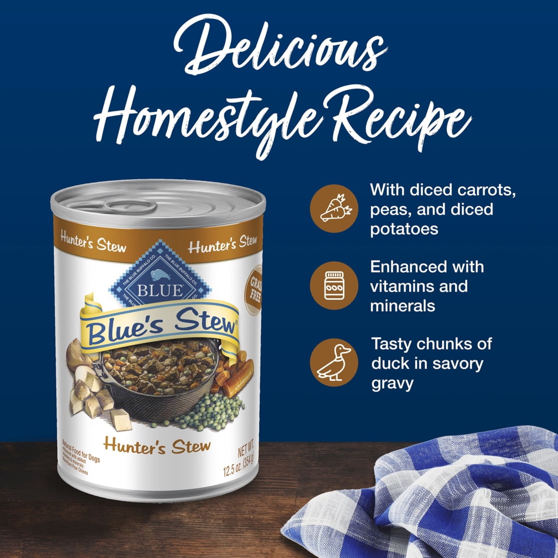 Blue Buffalo Blue's Stew Natural Wet Dog Food, Hunter's Stew, 12.5-oz. Cans