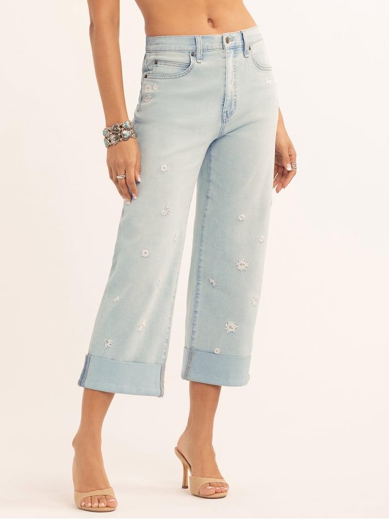 Jessica Simpson Women's Zinnia Wide Leg Boyfriend Jeans, Sizes 2