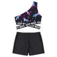 thumbnail image 3 of inhzoy Kids Girls Two Piece Swimsuit One Shoulder Tankini Swimwear Bathing Suit Summer Beachwear Night Pegasus 14, 3 of 4